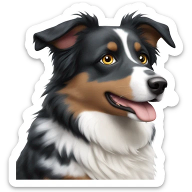 Australian Shepherd, blue heeler mixed dog with one  blue eye and one brown eye with black and white fur sticker