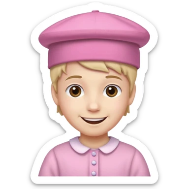 pink hatt and dress boy sticker