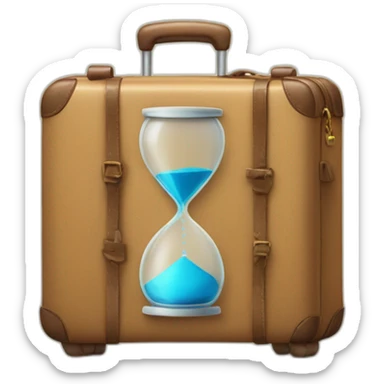 a suitcase with a hourglass sticker