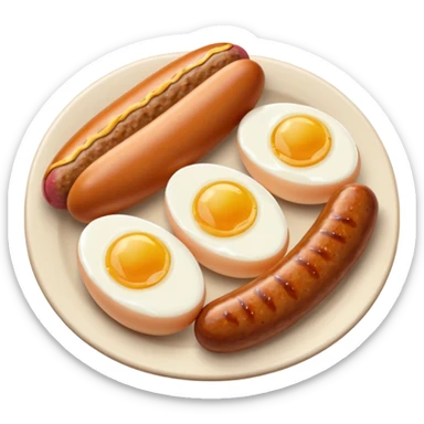 Two boiled eggs and two breakfast sausage restaurant style sticker