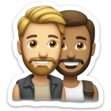 Gay love brown guy with beard and white guy with mustache sticker