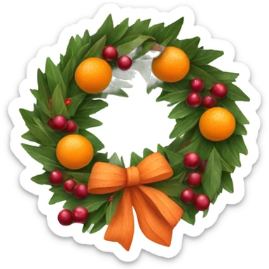 Christmas wreath with oranges cranberries and cinnamon sticker