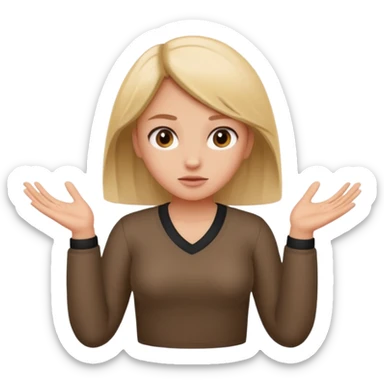 A girl shrugging his shoulders with a 6 above his left hand and a 7 above his right hand. sticker