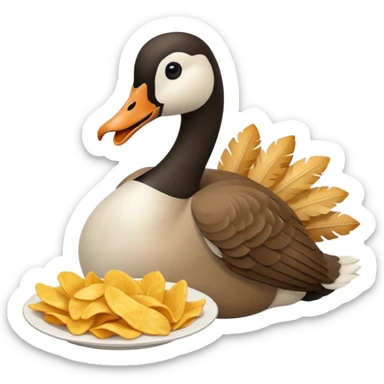 The Canada Goose Is Eating Lots Of Chips In Thanksgiving Day Meal sticker