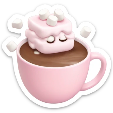 pastel pink mug with  hot chocolate and mini marshmallows  sticker