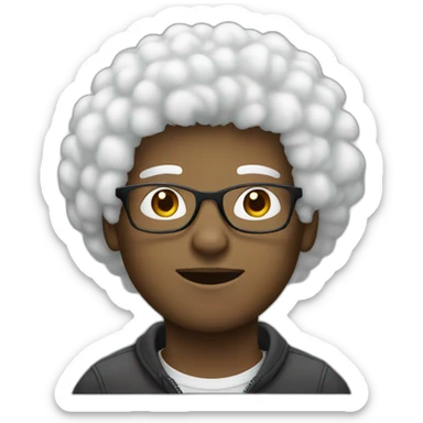 white afro young guy with glasses sticker