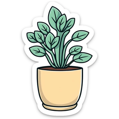 Sedum Pachyphyllum succulent with chubby blue-green leaves in a beige ceramic pot sticker