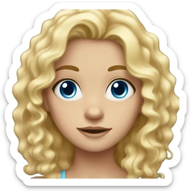 blonde girl with wavy hair and blue eyes  sticker