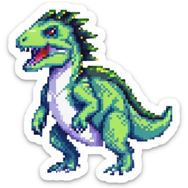 hybrid creature combining a bunny and a T-Rex in pixel art style sticker