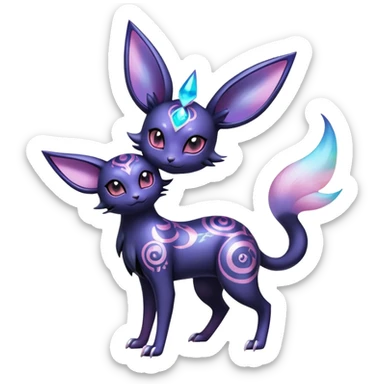 Shiny Exotic Badass Ethereal Royal Mysterious Gothic Noibat-Espeon-Umbreon-Sylveon-Pokémon-Fakémon-hybrid-creature (full body) with random pattern-markings sticker