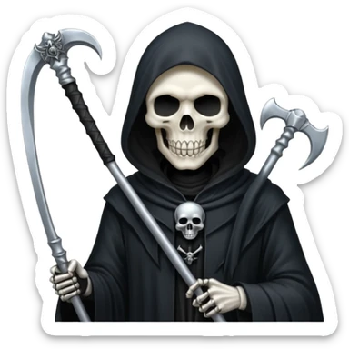Silver skull Grim Reaper gothic With a scythe  sticker