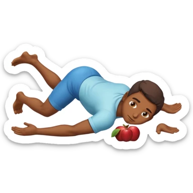 fullbody apostle in prone pose, apple emoji style, unique facial expression sticker