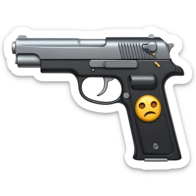   Un emoji con una nueve milímetro que sea realista con un emoji de venganza sticker