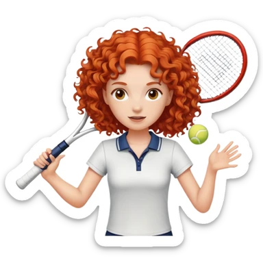 white girl with curly red hair playing tennis  sticker