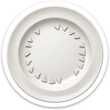 a round white plate broken with bits here and there sticker