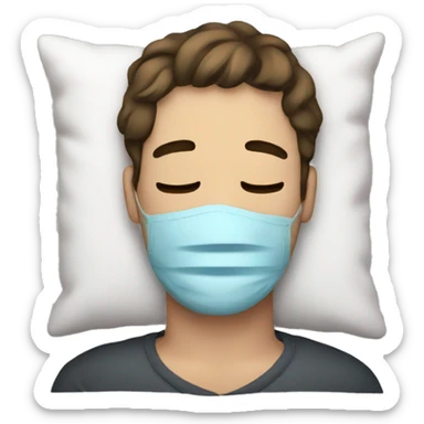 A man have mask and sleeping on bed sticker