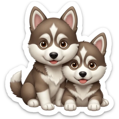 Husky puppies love sticker
