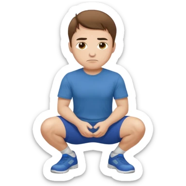 Make a normal wieght guy facing forward squatting with a t-shirt on sticker