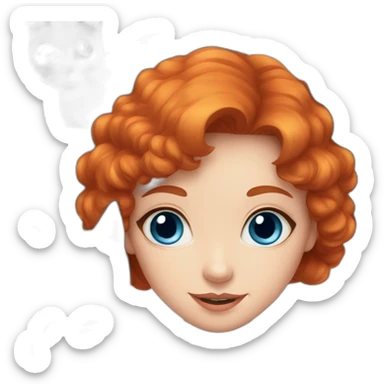 a red haired girl with blue eyes surrounded by 3 black cats sticker