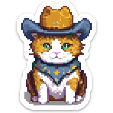 cat with a cowboy hat sticker