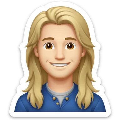 homme jeune cheveux long avec le sourire style européen sticker