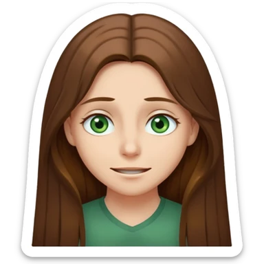 I have long brown hair, green-gray eyes, I hide myself behind a smile, it hurts my soul, I don't have mutual love, sometimes I can be rude sticker