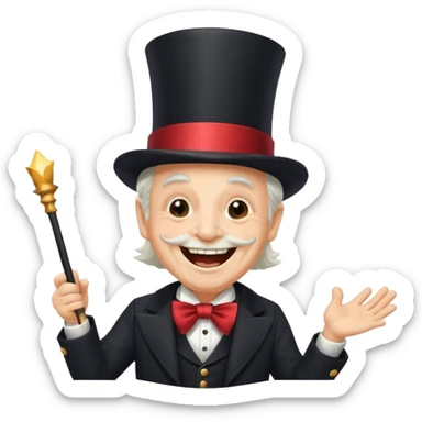 An old magician laughing loudly 🤣 sticker