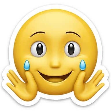 3D smiley face looking distraught with tears and open floating hands sticker