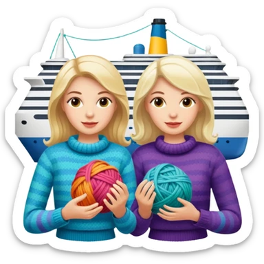 white ladies knitting on a cruise ship sticker