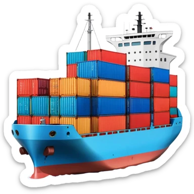cargo ship with containers sticker