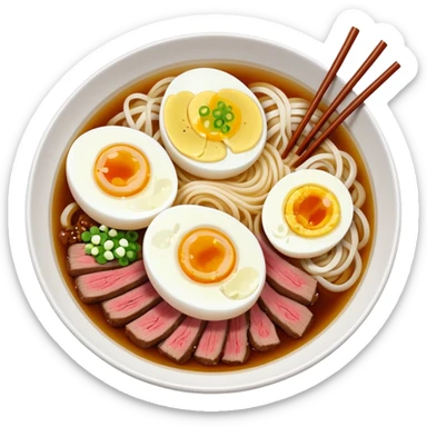 naengmyeon with clear broth half an egg and one beef slice as the only toppings sticker