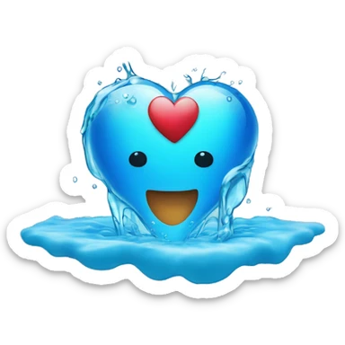 Corazón azul en forma de agua sticker