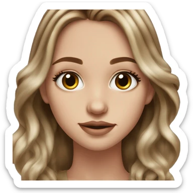 white girl with brunnette hair and a balayage with hazel eyes and a nose piercing sticker