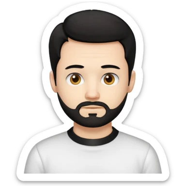 A white guy with coolers and white collar t shirt and the beard for him is at the chin area only,the hair is fuzzy and black in colour sticker