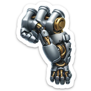 Cyborg arm only flexing bicep and shoulder with gears and shocks sticker
