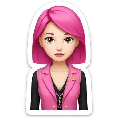 a stylish women’s vest, sleeveless, elegant and decorative design, in a bright pink color with small cute details, feminine and fancy look, no background sticker