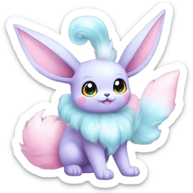 Kawaii Pastel Cotton-Candy-Colored Eeveelution-Cute-Bunny-Pokémon-fusion full body sticker