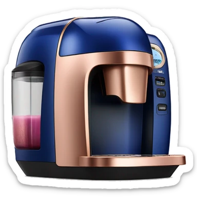 Realistic cobalt blue and rose gold keurig coffee machine. sticker