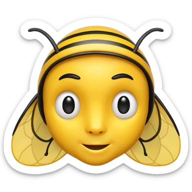 Convert this into a cute emoji-style bee with a human male face. Use bold outlines, bright colors, smooth shading, and a clean glossy sticker look. Transparent or white background. sticker