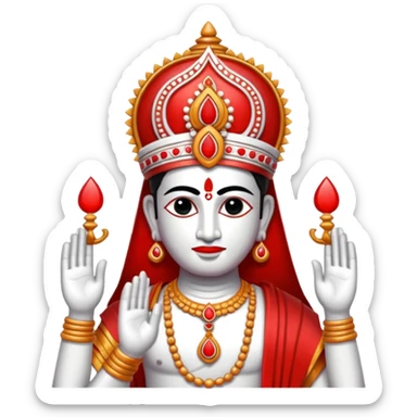 Create lord Venkateshwara tilak emoji , it should be in red and white in colour, i.e, left and right lines are in white colour and between left and right lines there is a red colour line sticker