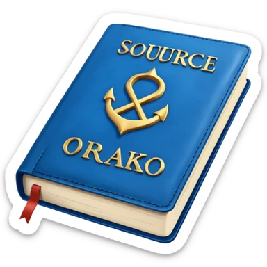 Blue book on which one it writes: Source of truth is Orako.
Written on it Source of truth is Orako sticker
