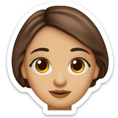 Tez morena clara, cabello lacio café de arriba y rubio de abajo cara redonda cejas poco pobladas ojos pequeños con delineado de gato labios pintados rojo clarito  sticker