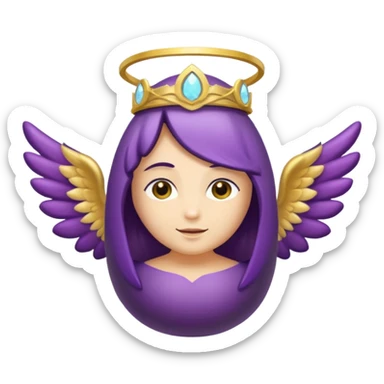Original eggplant emoji wearing an angelic halo sticker