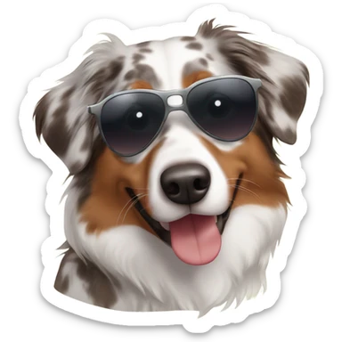 red merle australian shepherd wearing sunglasses sticker