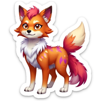 Vibrant edgy badass Falvie-Fionbri-creature-sparkle-canine-fursona, full body, with random markings sticker