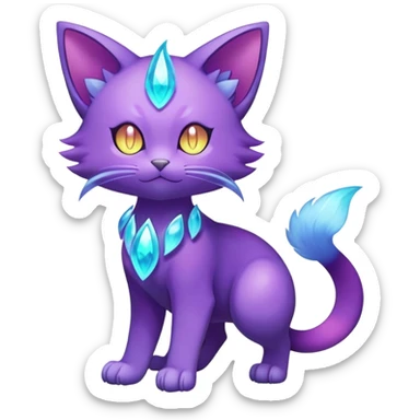 Shiny Magical Elemental Mysterious Purrloin-Delcatty-Pokémon-Fakémon-hybrid-creature (full body) sticker
