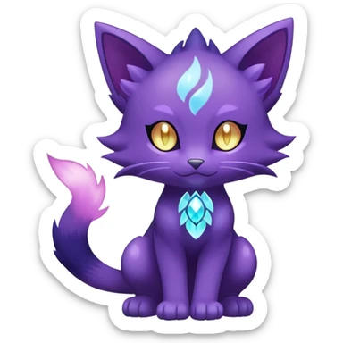 Shiny Magical Elemental Mysterious Purrloin-Delcatty-Pokémon-Fakémon-hybrid-creature (full body) sticker