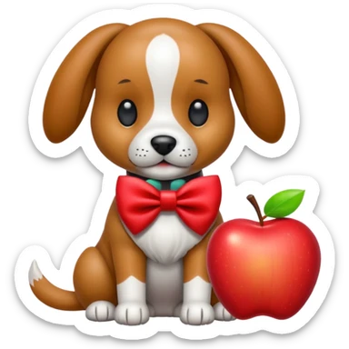 animatronic dog with red bow time like fnaf but dog emoji apple sticker