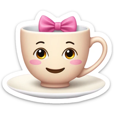 Girlie teacup with a pink bow on its head sticker