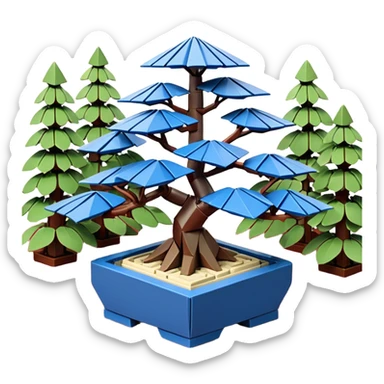 Bonsai Lego fine-leaf group crimson and cream blue forest planting origami  sticker